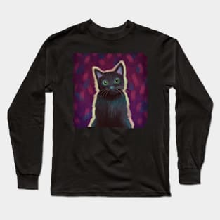 Black kitty portrait Long Sleeve T-Shirt